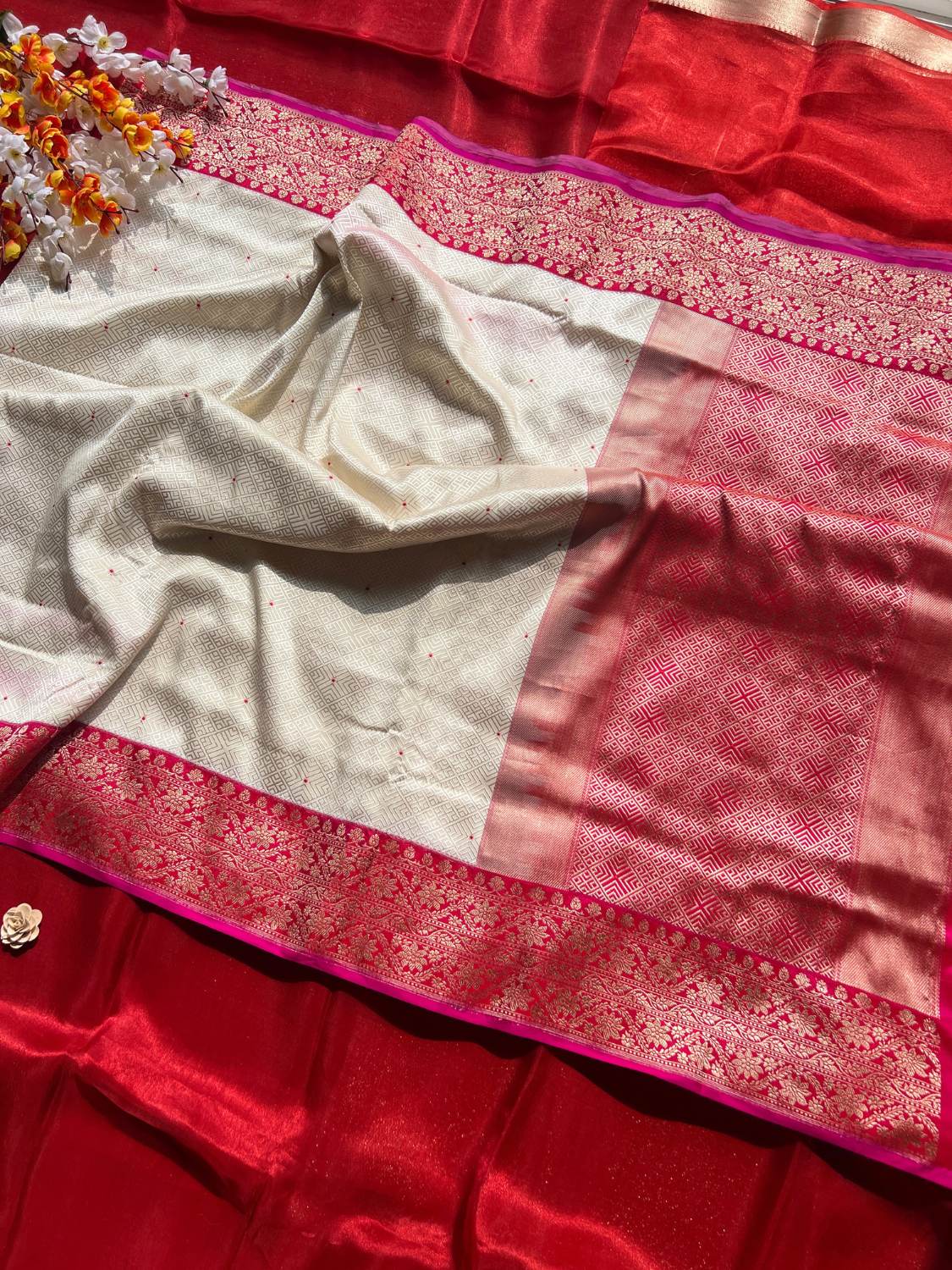 White Katan Silk Saree