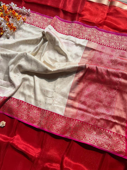 White Katan Silk Saree