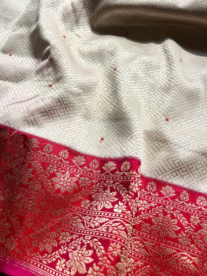 White Katan Silk Saree