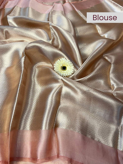 Pastel Pink Brocade Tissue Silk