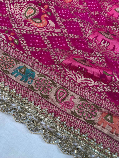 Pink Bandhej Saree