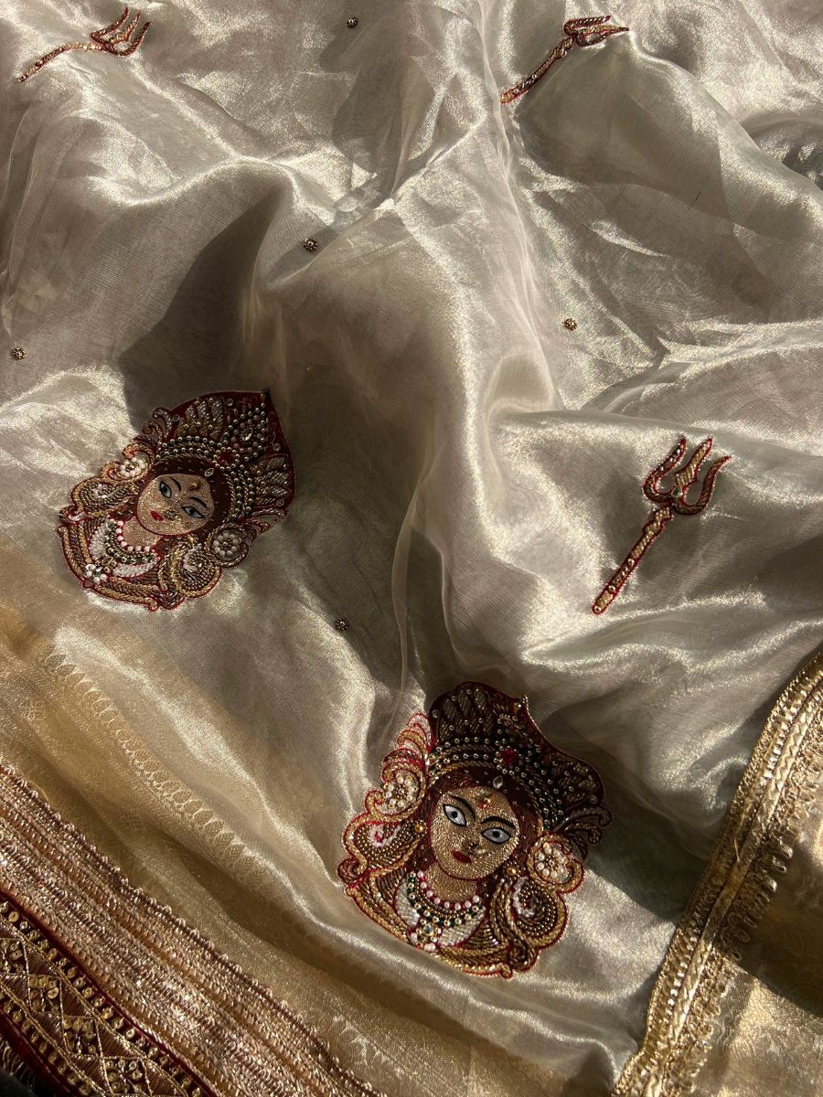 Silver tissue silk saree - devi