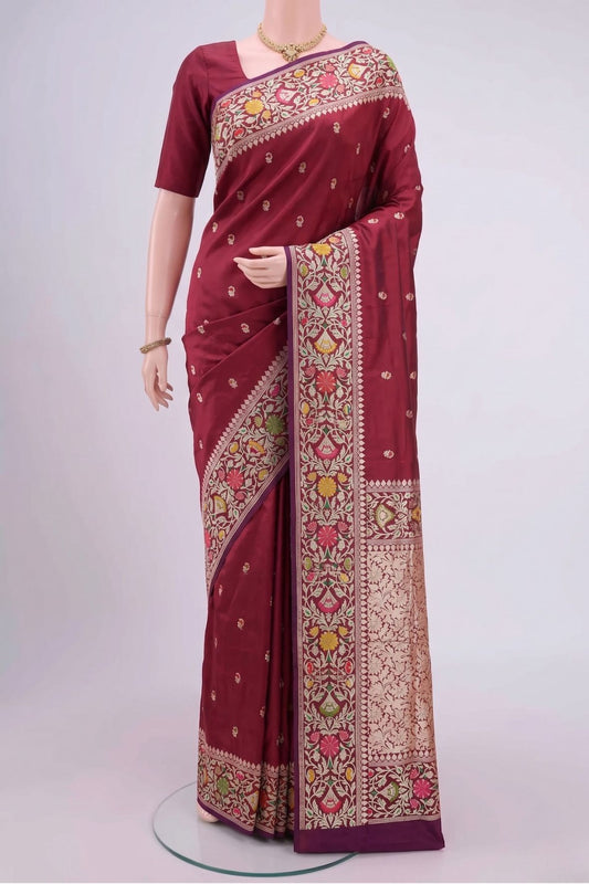 Maroon Katan Silk Saree Dummy View 01