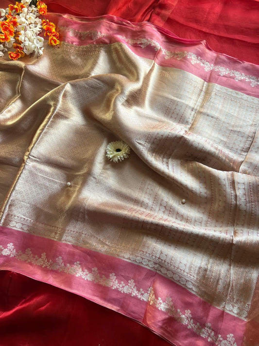 Pink Brocade Tissue Silk