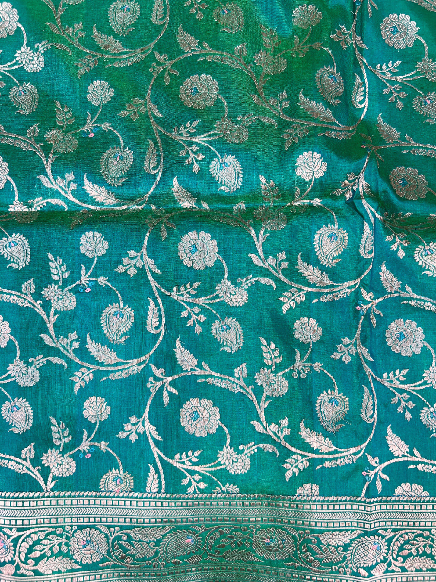 Teal Green Katan Silk