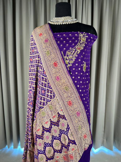 Blue Bandhej Suit