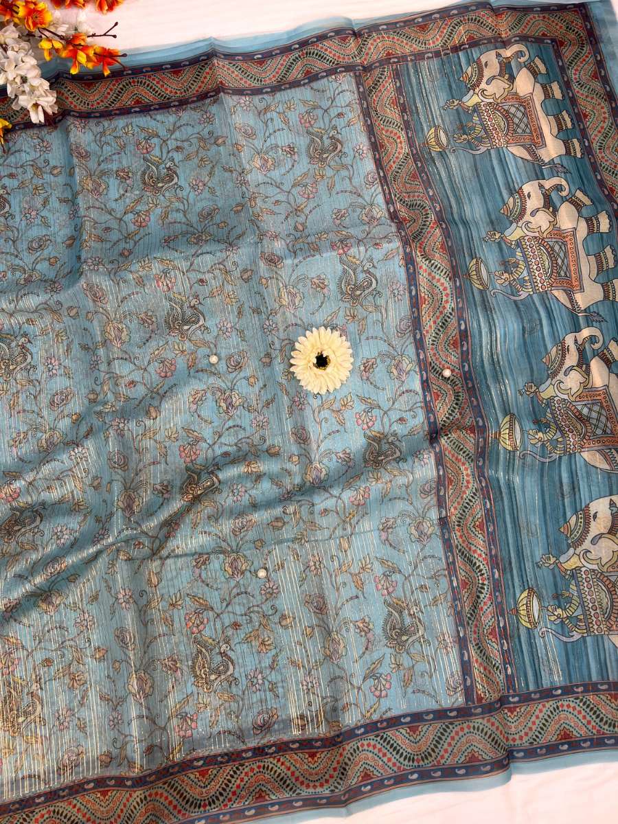 Blue Banarasi Silk Saree - Mantavya Banaras