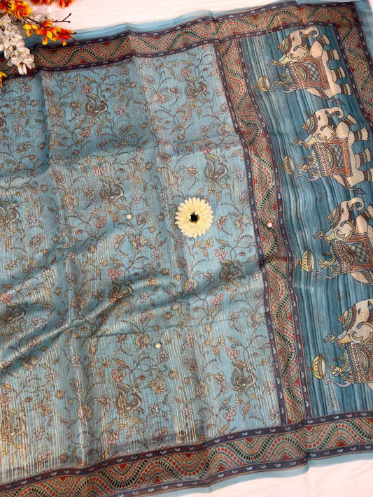 Blue Banarasi Silk Saree - Mantavya Banaras