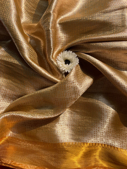 Antique Gold Brocade Tissue Silk