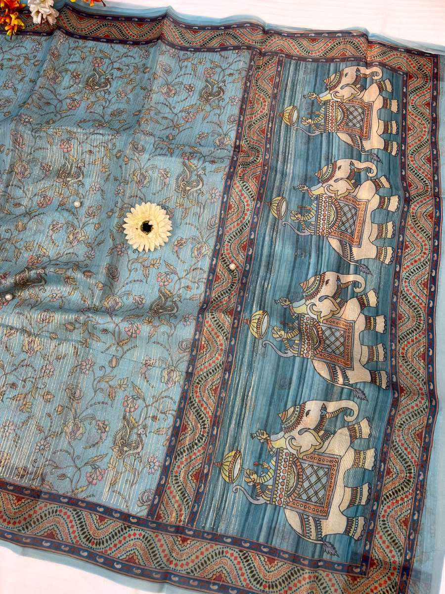 Blue Banarasi Silk Saree - Mantavya Banaras