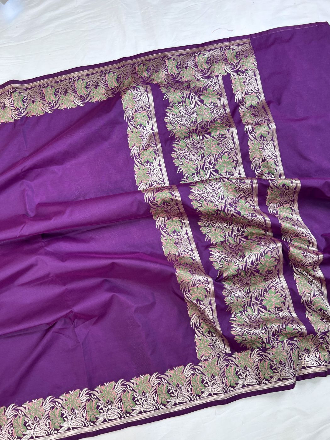 Purple Katan Silk Saree Full view 