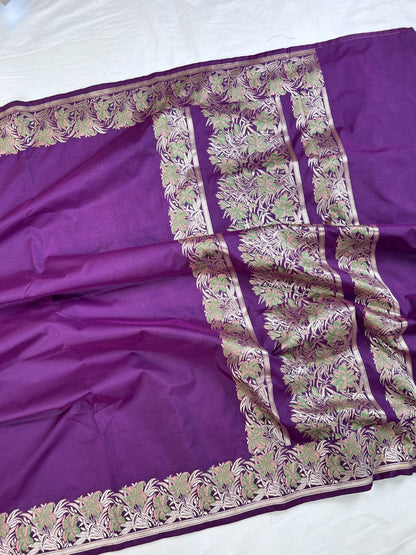 Purple Katan Silk Saree Full view 