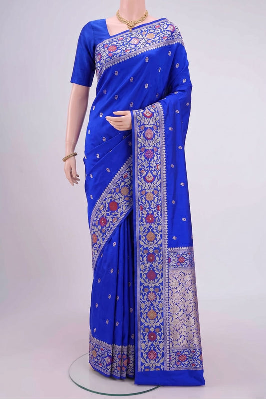 Royal Blue Katan Silk Saree Dummy View 01