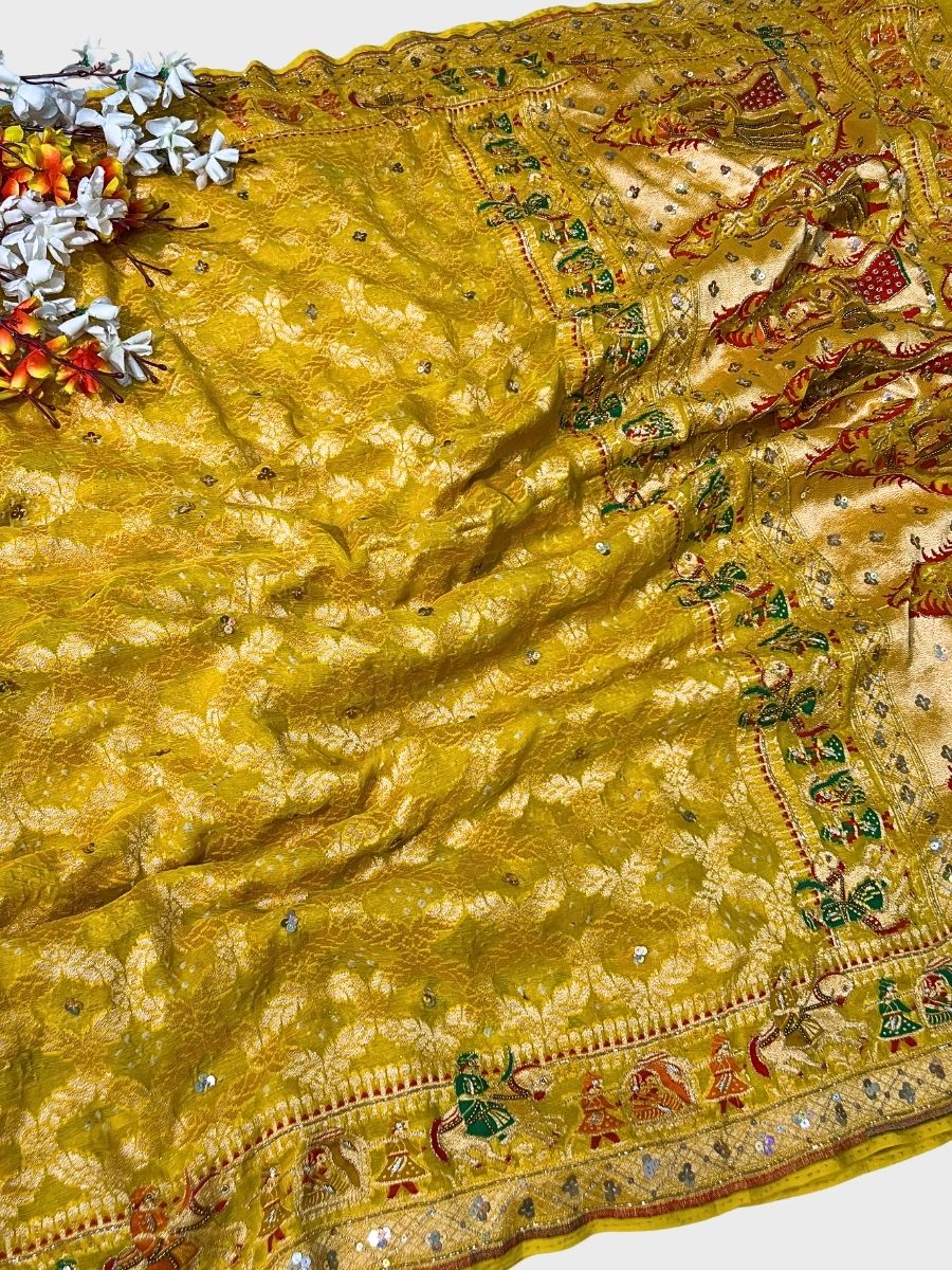 Mustard Yellow Bandhej Saree