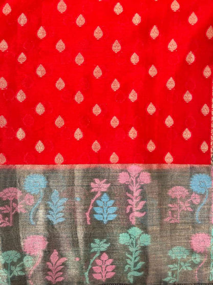 Red Banarasi Silk Saree - Mantavya Banaras