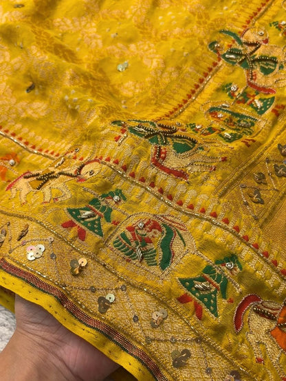 Mustard Yellow Bandhej Saree