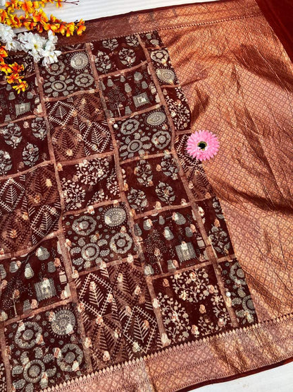 Brown Chanderi Silk