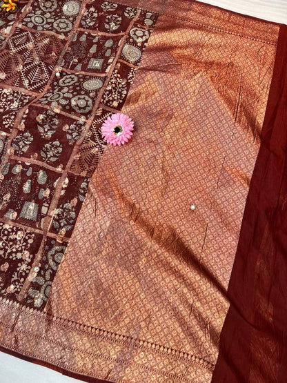Brown Chanderi Silk