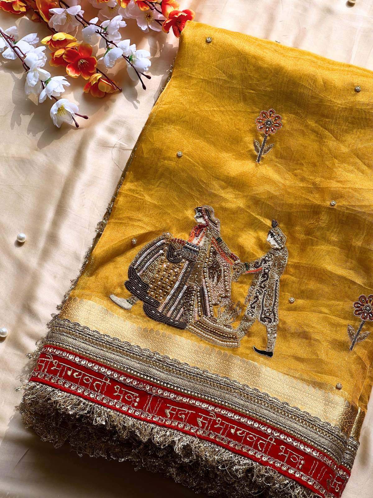 Yellow Saat Phere Banarasi silk saree perfect for wedding functions