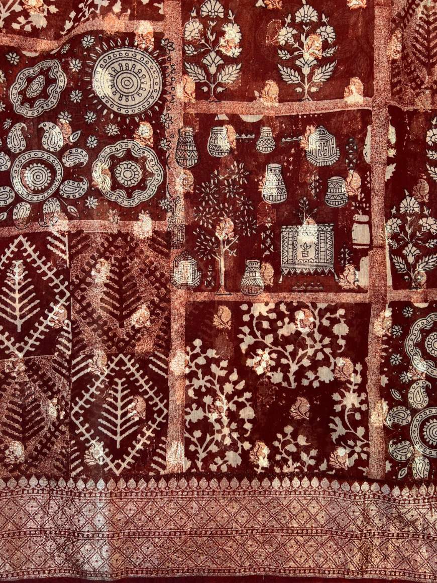 Brown Chanderi Silk