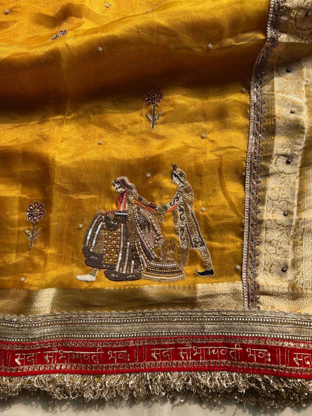 Yellow Saat Phere Banarasi silk saree perfect for wedding functions