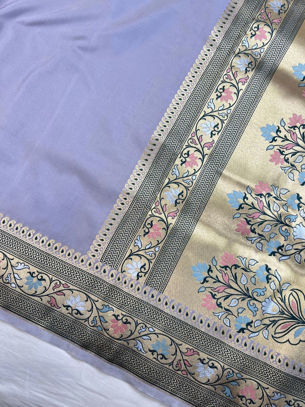 Lavender Katan Silk Saree Full view 