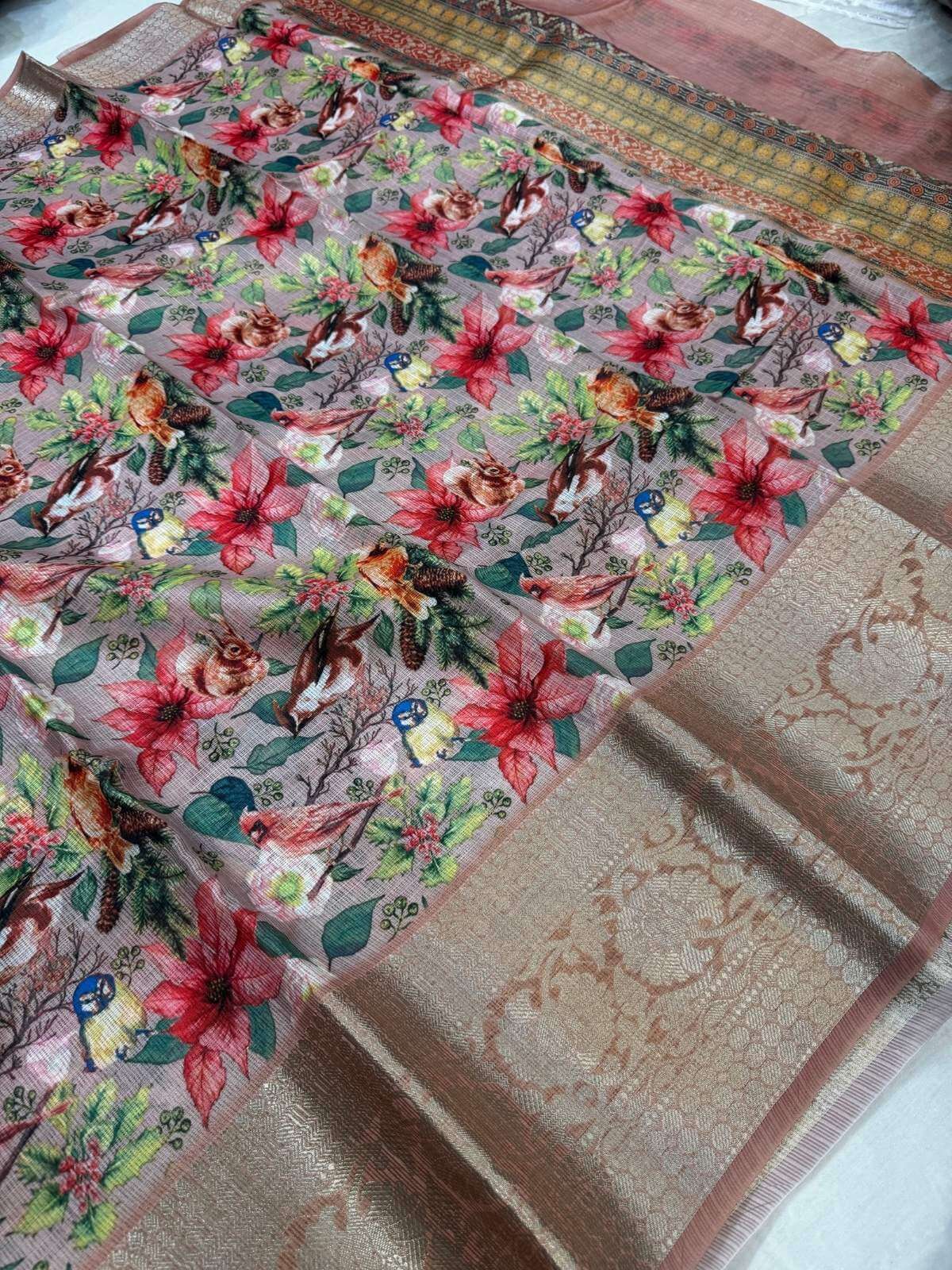 Dusty Mauve-Grey Manipuri Kota silk saree with subtle traditional motifs and soft drape full view