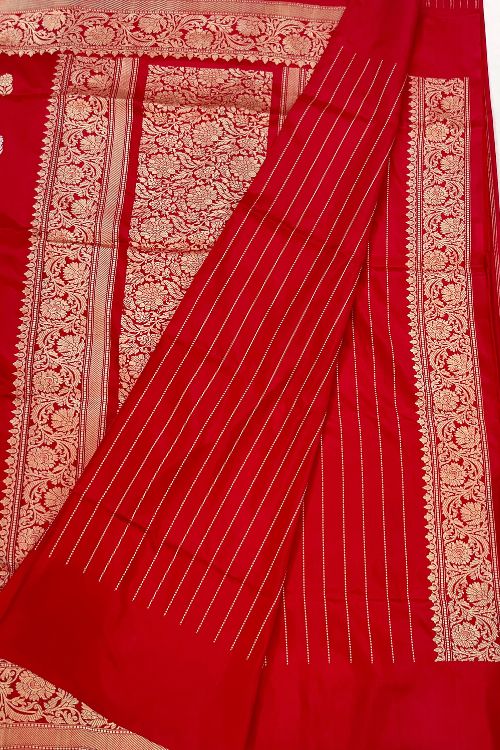 Handwoven Royal Red Katan Silk Saree