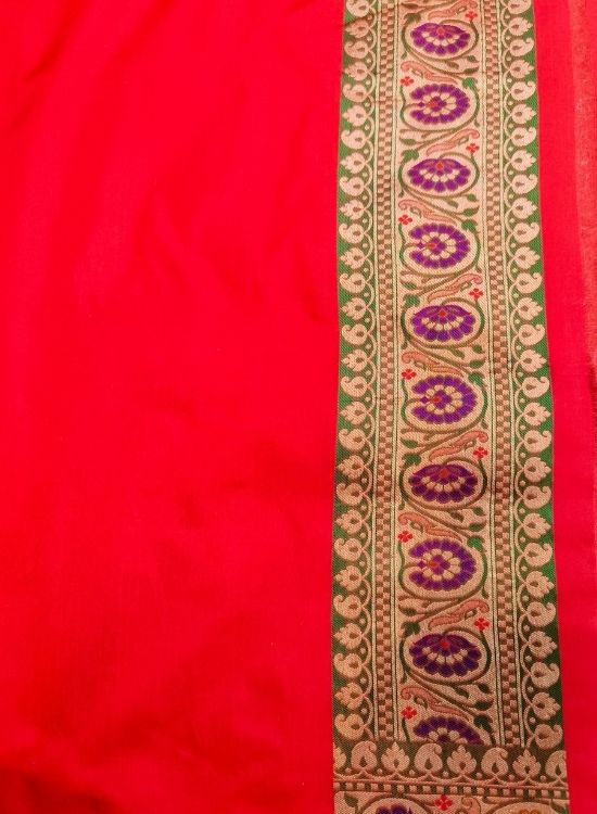 Handwoven Red Katan Silk Saree