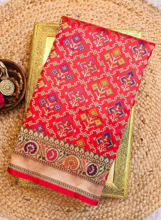 Handwoven Red Katan Silk Saree