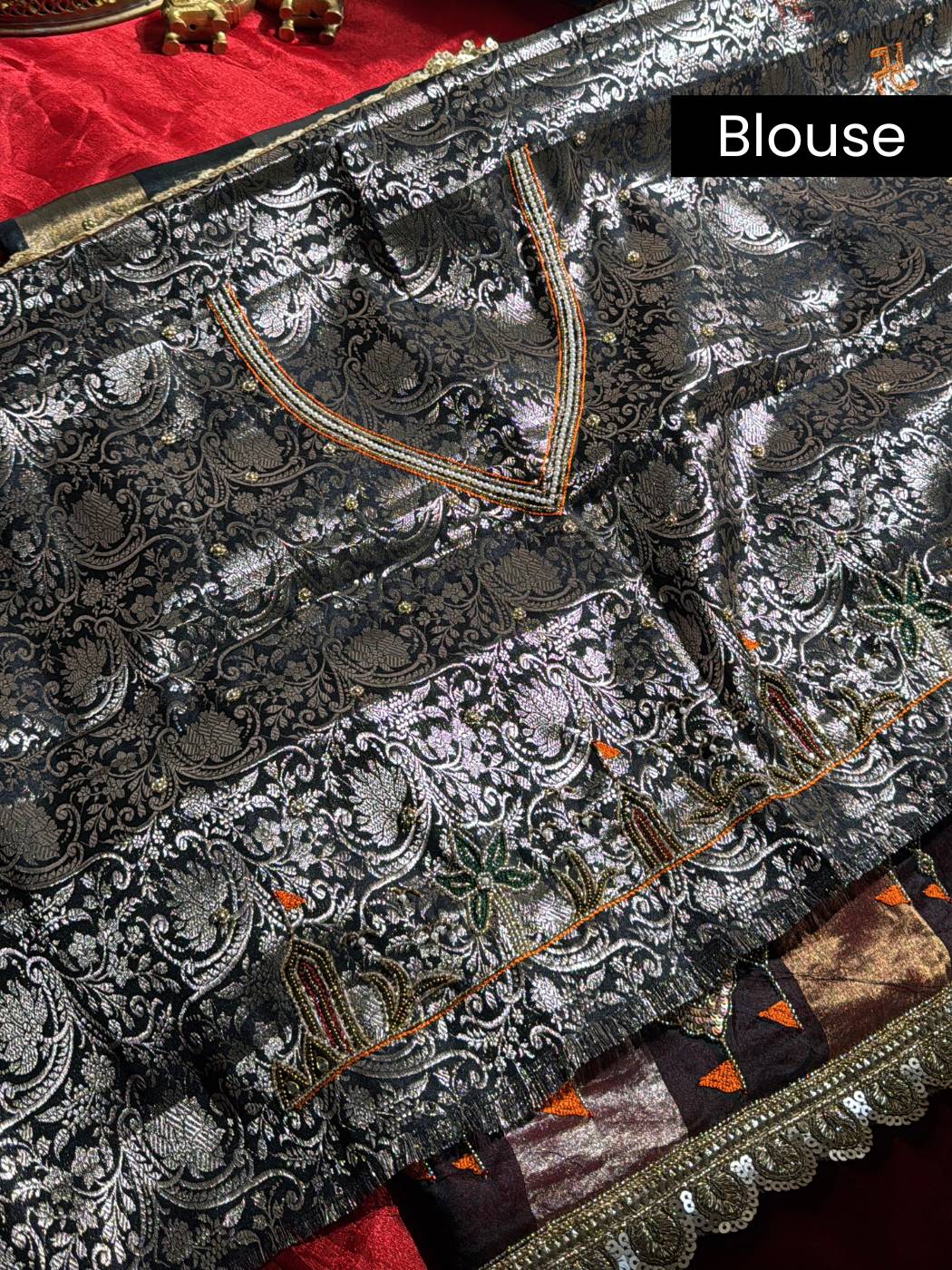 Black Brocade Blouse