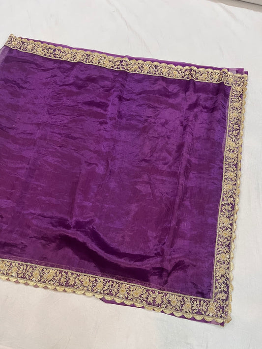Purple Noor e Khaas Banarasi silk saree with royal detailing