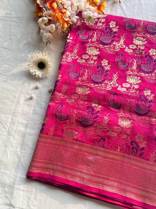 Pink Katan silk fabric – premium traditional silk material