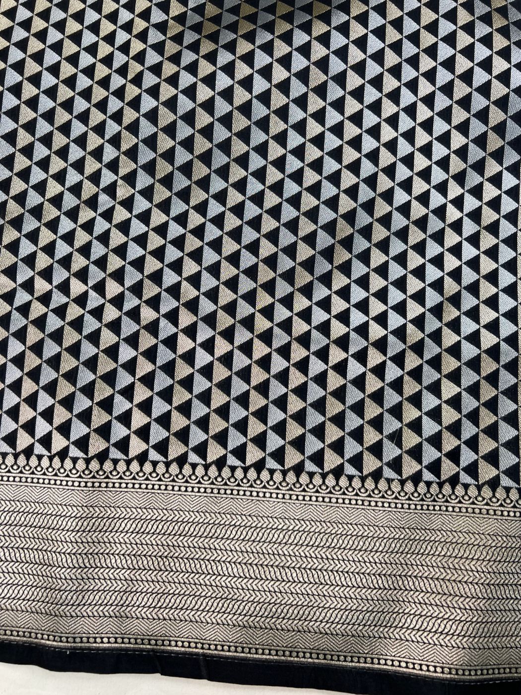 Black katan Silk Saree Closeup View 02