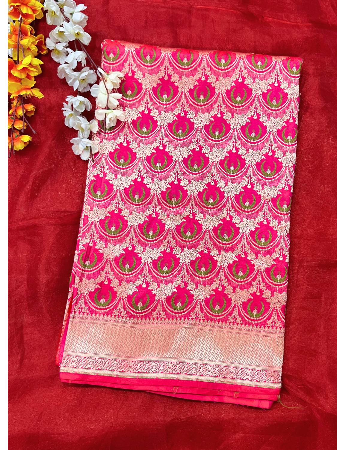 Pink Katan Silk Saree