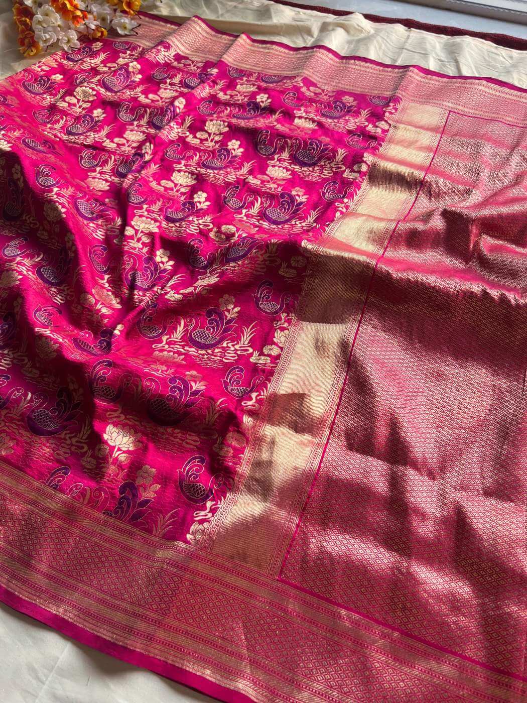 Pink Katan silk fabric – premium traditional silk material