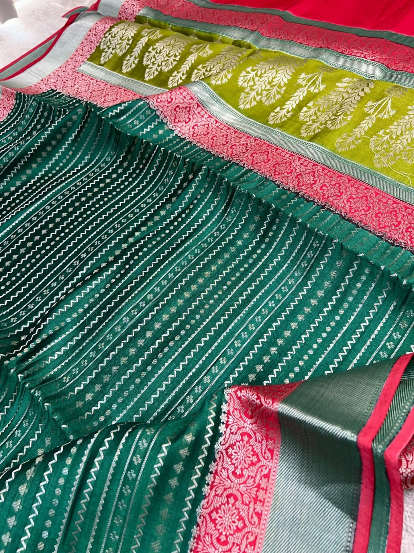 Bottle Green Chiniya Silk