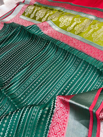 Bottle Green Chiniya Silk