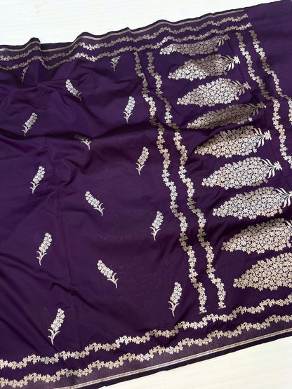 Purple Katan Silk saree Full View