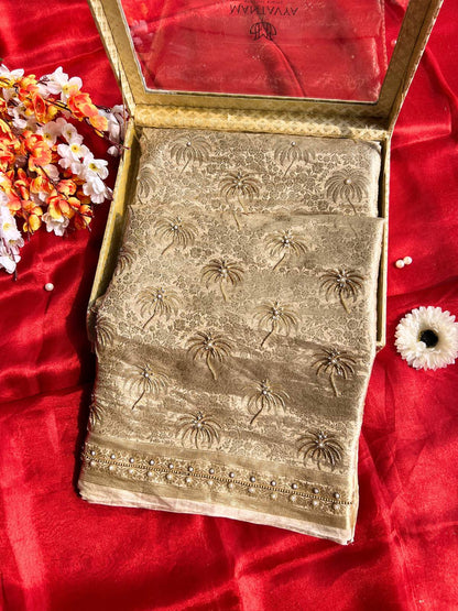 Champagne Gold  Brocade  Tissue Silk