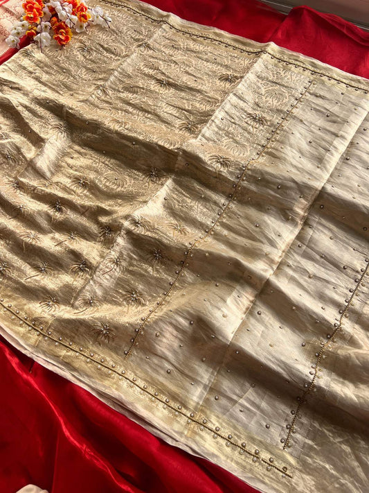 Champagne Gold  Brocade  Tissue Silk