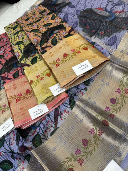 Lavender-Grey Manipuri Kota silk saree with lightweight texture and traditional patterns full view