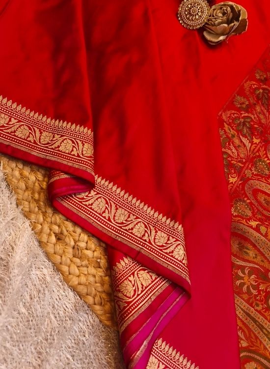 Handwoven Pink Katan Silk Saree