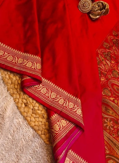 Handwoven Pink Katan Silk Saree