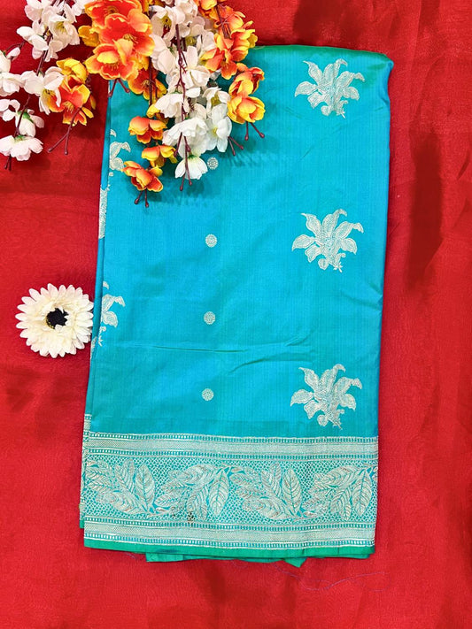 Dual Shade Green and Blue Katan Silk