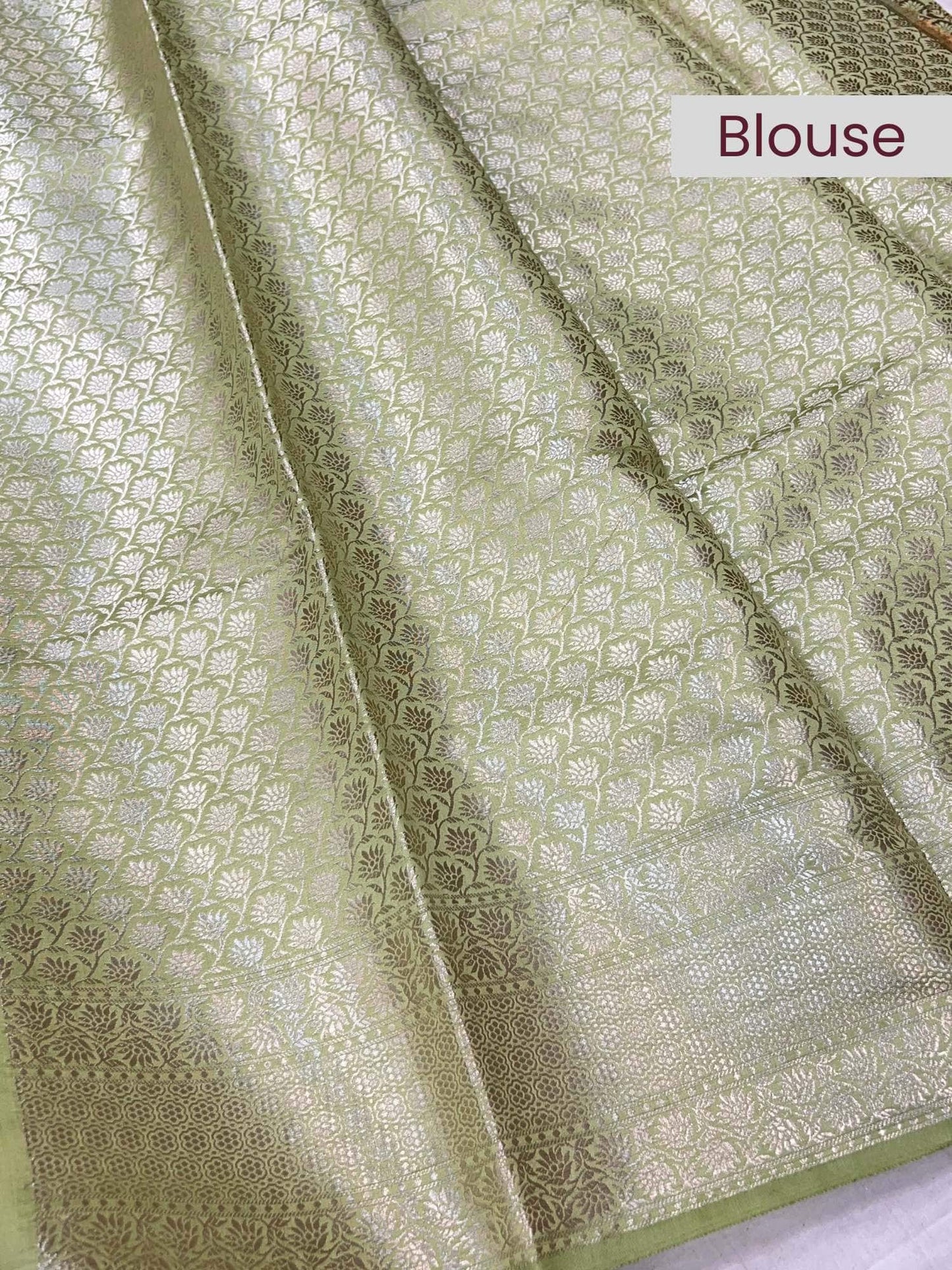 Pista Green Chiniya Silk Saree