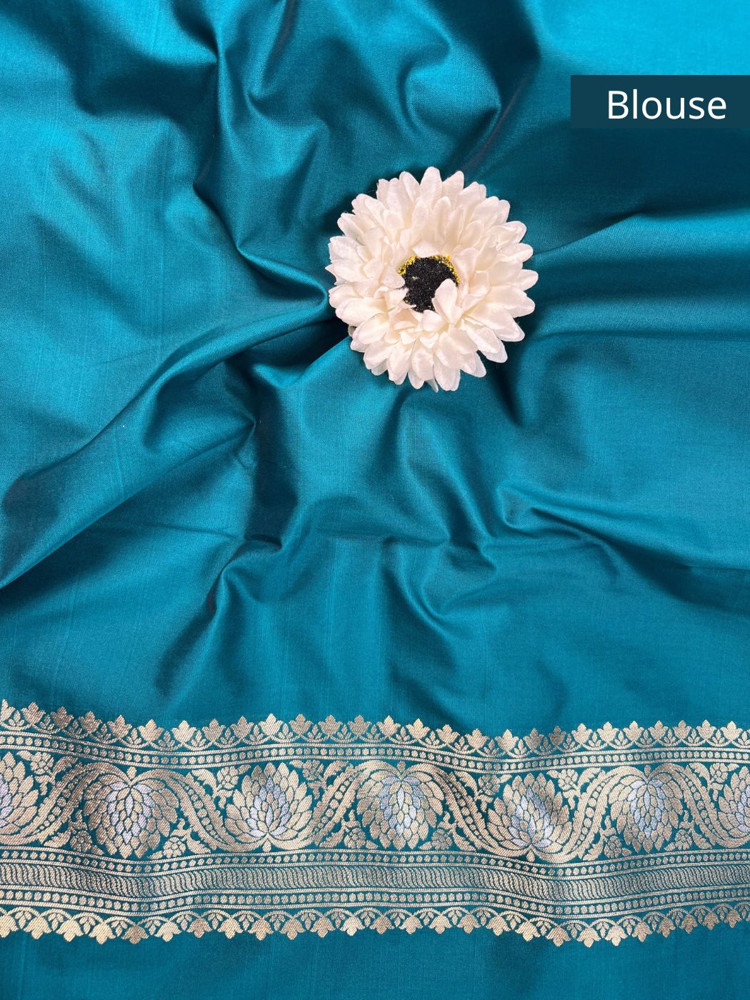  Deep Teal Blue Katan Silk Blouse