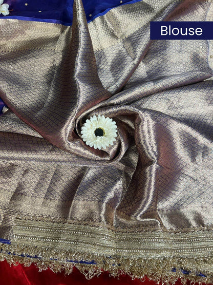 Royal Blue Brocade blouse