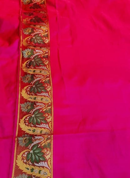 Handwoven Pink Katan Silk Saree