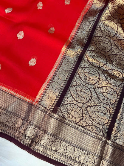 Red Kora Silk Saree Closeup View01